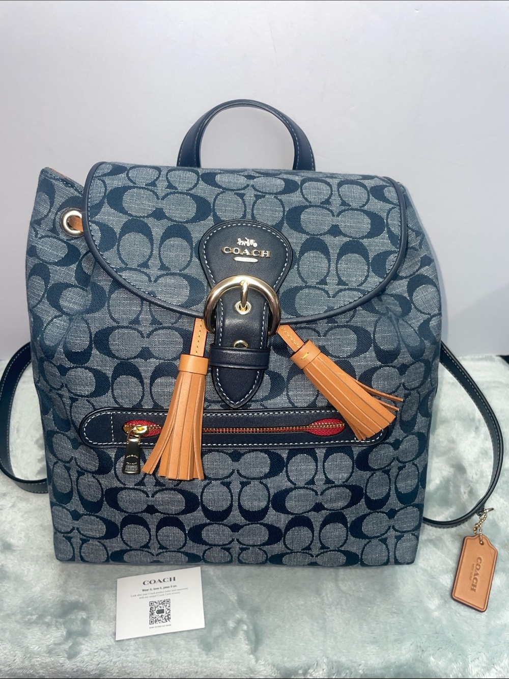 NWOT Coach ‘Kleo’ Signature Chambray Backpack